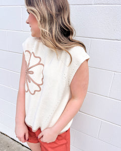 Remember Me Well Light Taupe Flower Top