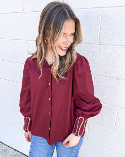 Somewhere In Between Burgundy Top