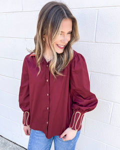 Somewhere In Between Burgundy Top