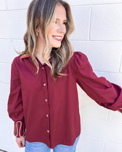 Somewhere In Between Burgundy Top