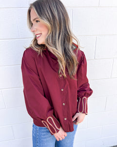 Somewhere In Between Burgundy Top
