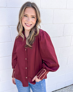 Somewhere In Between Burgundy Top