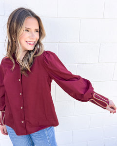 Somewhere In Between Burgundy Top