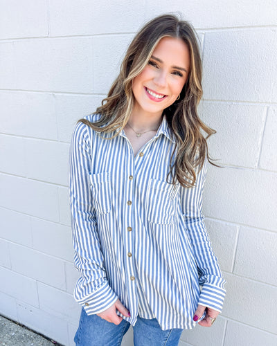 Got The Best Blue Button Down Top