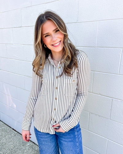 Got The Best Mocha Button Down Top