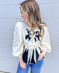 Request Details Cream & Black Top