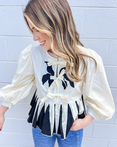 Request Details Cream & Black Top