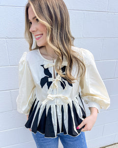 Request Details Cream & Black Top