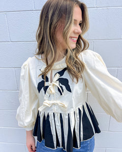 Request Details Cream & Black Top