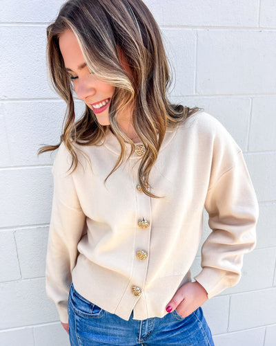 Keep Me Updated Ecru Cardigan
