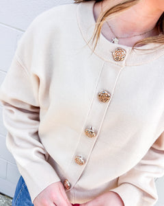 Keep Me Updated Ecru Cardigan