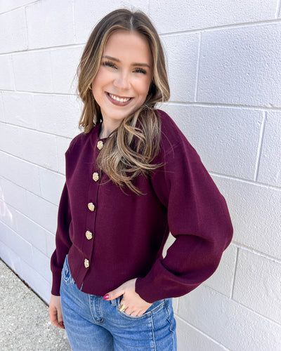 Keep Me Updated Burgundy Cardigan