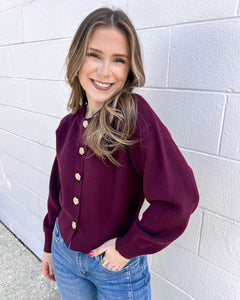 Keep Me Updated Burgundy Cardigan