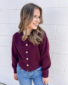 Keep Me Updated Burgundy Cardigan