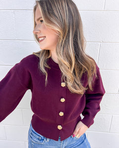 Keep Me Updated Burgundy Cardigan
