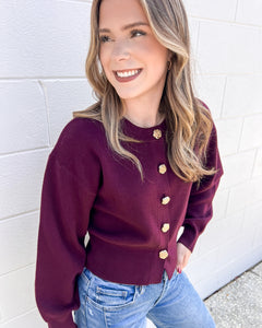 Keep Me Updated Burgundy Cardigan