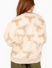 Load image into Gallery viewer, Queen Of Sparkles Cream Christmas Vacation Sequin &amp; Beaded Moose Mug Sweatshirt