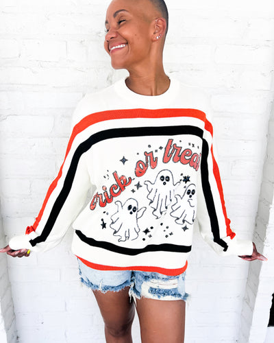 Queen Of Sparkles Trick or Treat Long Sleeve Sweater