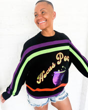 Load image into Gallery viewer, Queen of Sparkles Hocus Pocus Sweater - Black Halloween Knit Top with Sequin cauldron 