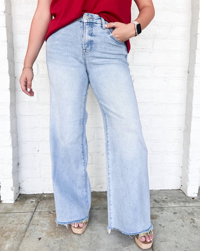 Progressing Forward Light Mid Rise Wide Leg Jean