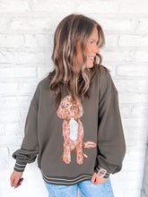 Load image into Gallery viewer, Queen of Sparkles Olive Golden Doodle Sweater - Olive Sweatshirt with Sequin Golden Doodle