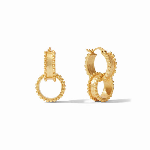 julie vos marbella 2-in-1 earring gold, gold drop earring, gold two layer hoop earring