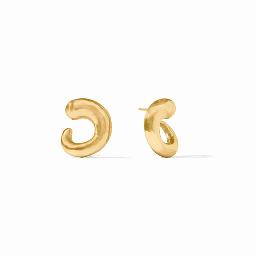 julie vos gold hoop stud, gold spiral earring, julie vos gold spiral earring 