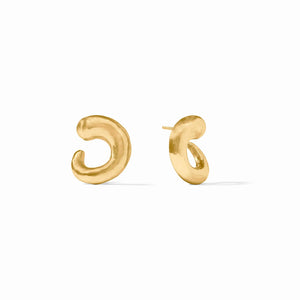 julie vos gold hoop stud, gold spiral earring, julie vos gold spiral earring 