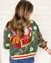 Load image into Gallery viewer, Queen Of Sparkles dark green Santa sleigh Christmas sweatshirt