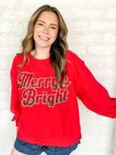 Load image into Gallery viewer, Queen Of Sparkles &#39;Merry and Bright&#39; sweatshirt with ombre red. green and silver beading classic crew neck
