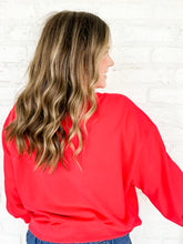 Load image into Gallery viewer, Queen Of Sparkles &#39;Merry and Bright&#39; sweatshirt with ombre red. green and silver beading classic crew neck