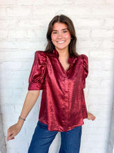 Load image into Gallery viewer, Just Because Burgundy Metallic Top
