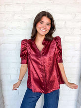 Load image into Gallery viewer, Just Because Burgundy Metallic Top