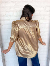 Load image into Gallery viewer, Just Because Gold Metallic Top