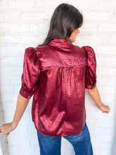 Load image into Gallery viewer, Just Because Burgundy Metallic Top