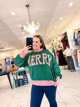 Load image into Gallery viewer, Merry Holidays Green Gingham Pullover