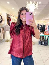 Load image into Gallery viewer, Just Because Burgundy Metallic Top