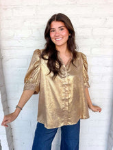 Load image into Gallery viewer, Just Because Gold Metallic Top