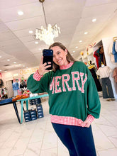 Load image into Gallery viewer, Merry Holidays Green Gingham Pullover