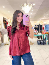 Load image into Gallery viewer, Just Because Burgundy Metallic Top