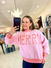 Load image into Gallery viewer, Merry Holidays Pink Gingham Pullover