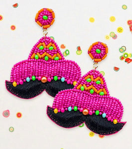 Mustache Hat Earring