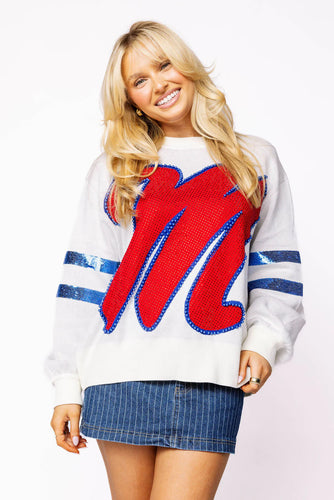 Queen Of Sparkles Ole Miss Mascot Oversized Sweatshirt